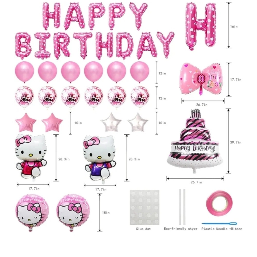 Hello Kitty Pink and White Party Decoration Set Lot - Picture 3 of 4